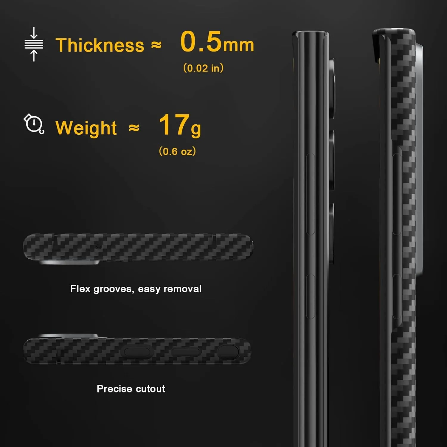 Samsung Galaxy S25 Ultra SLIVA Carbon Case, Real Aramid Carbon Fiber Thin Case - Brown