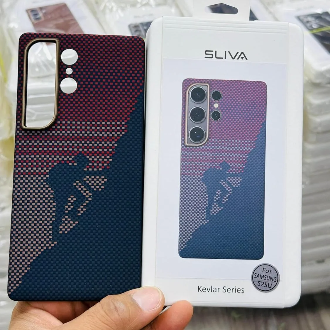 Samsung Galaxy S25 Ultra SLIVA Carbon Case, Real Aramid Carbon Fiber Thin Case - Red