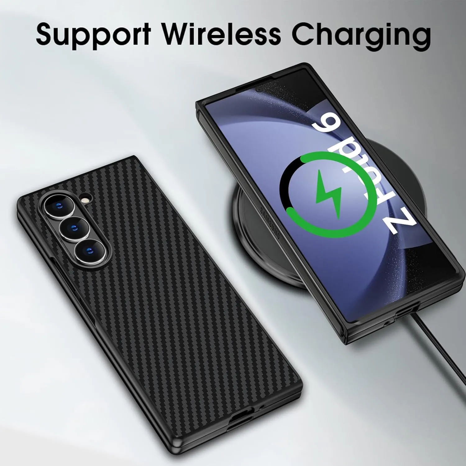 Samsung Galaxy Z Fold5 Carbon Case, 0.6mm Super Slim Carbon Texture Carbon Fiber - Black