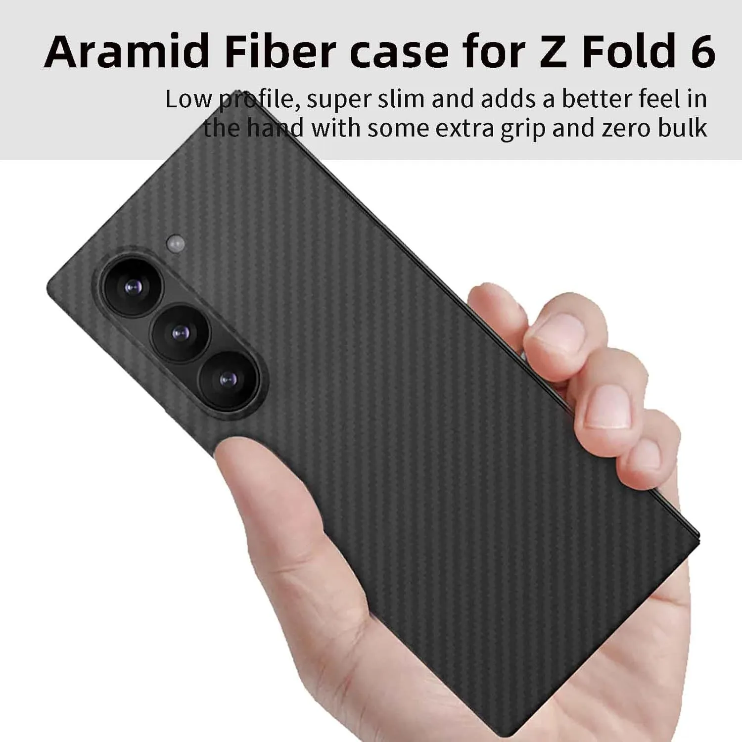 Samsung Galaxy Z Fold5 Carbon Case, 0.6mm Super Slim Carbon Texture Carbon Fiber - Black