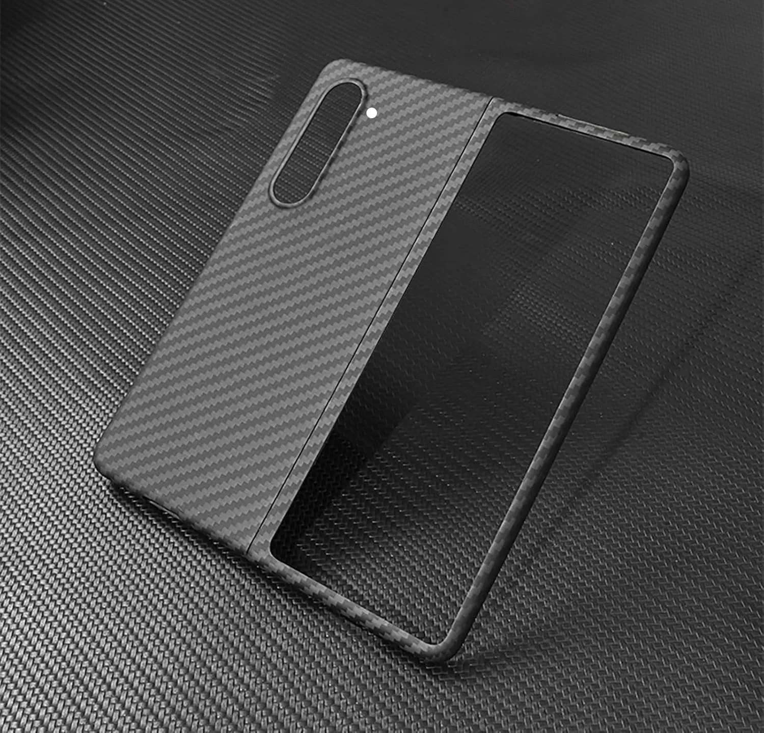 Samsung Galaxy Z Fold5 Carbon Case, 0.6mm Super Slim Carbon Texture Carbon Fiber - Black