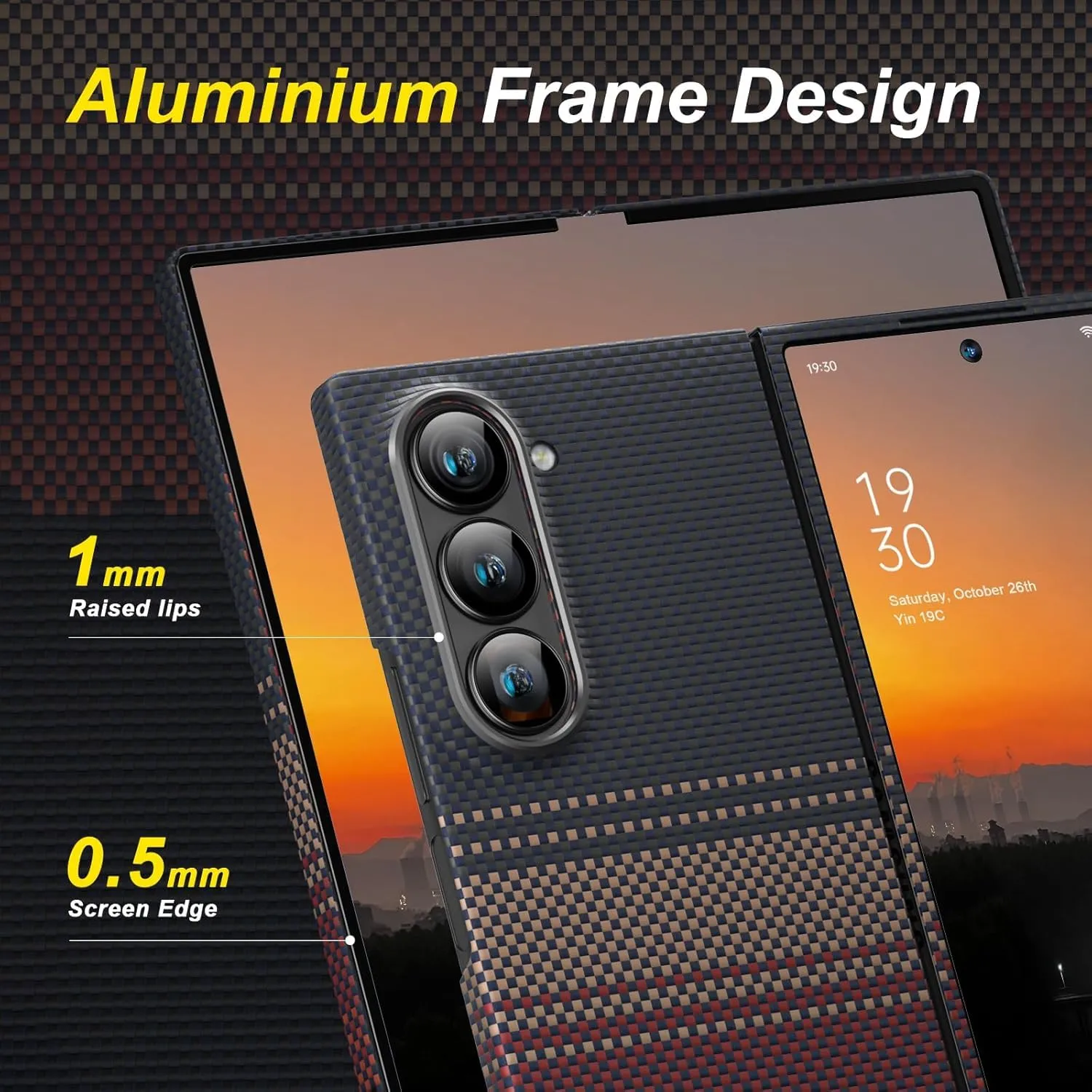 Samsung Galaxy Z Fold6 Carbon Case, SLIVA Real Carbon Aramid Fiber Case 0.5 mm Thin Case