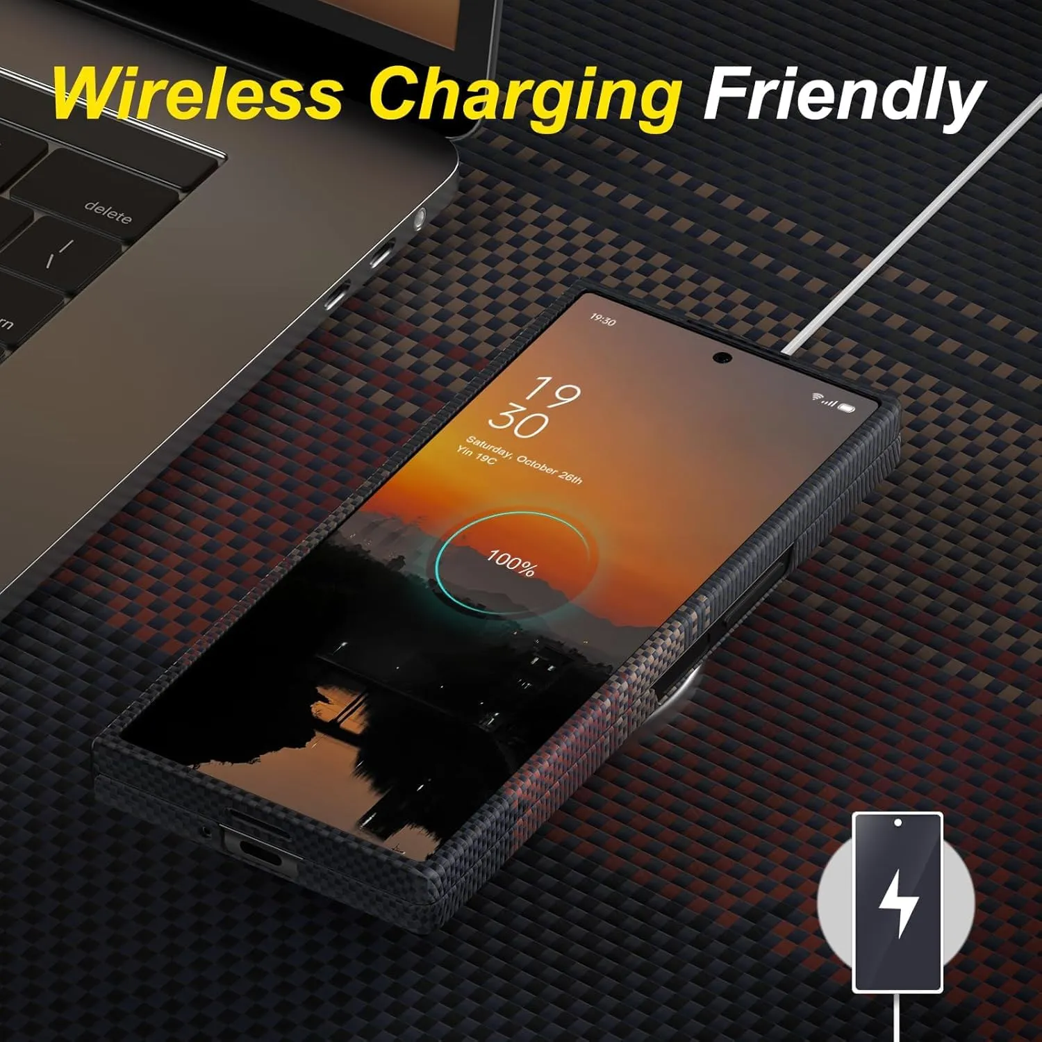 Samsung Galaxy Z Fold6 Carbon Case, SLIVA Real Carbon Aramid Fiber Case 0.5 mm Thin Case