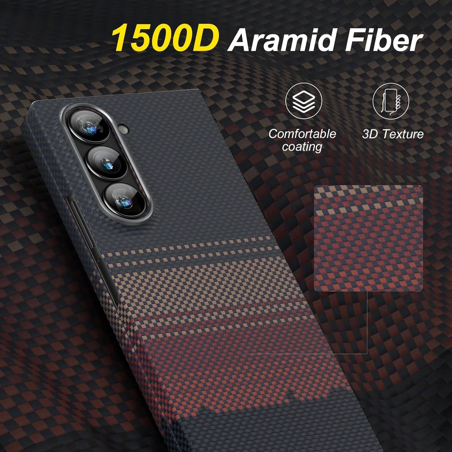 Samsung Galaxy Z Fold6 Carbon Case, SLIVA Real Carbon Aramid Fiber Case 0.5 mm Thin Case