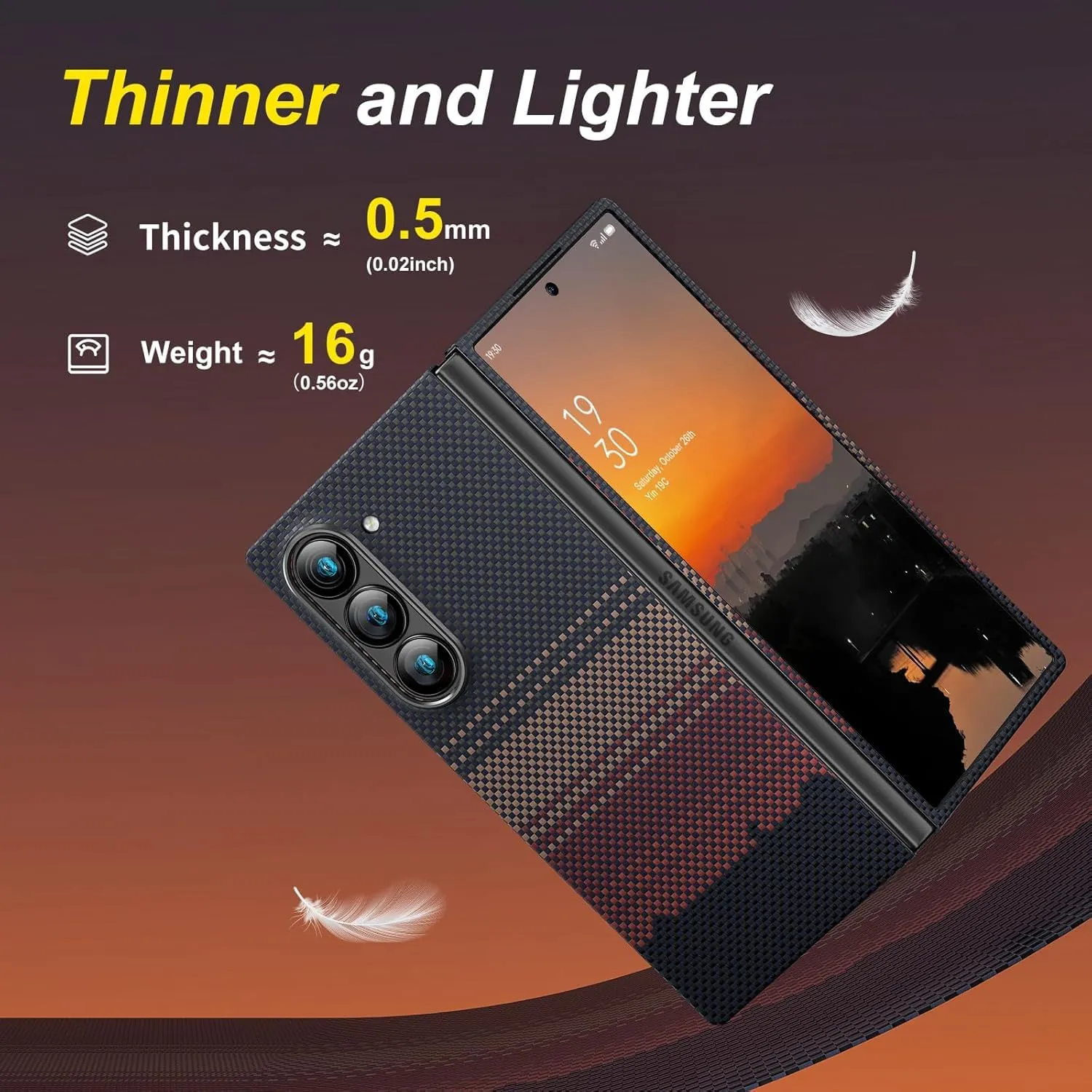Samsung Galaxy Z Fold6 Carbon Case, SLIVA Real Carbon Aramid Fiber Case 0.5 mm Thin Case