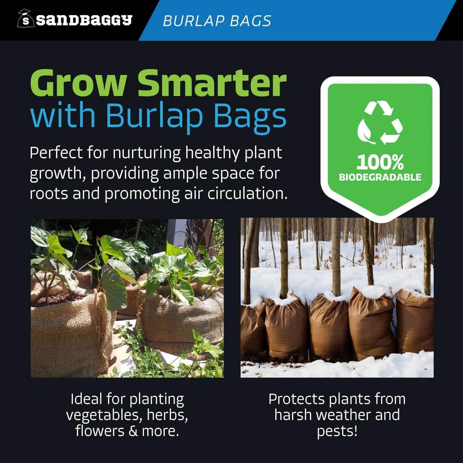 Sandbaggy Burlap Bags Large 24" x 40" - Potato Sack Race Bags for Kids & Adults | Perfect Birthday Party Game | Shrub & Plant Frost Protection - Food Grade (Pack of 8)