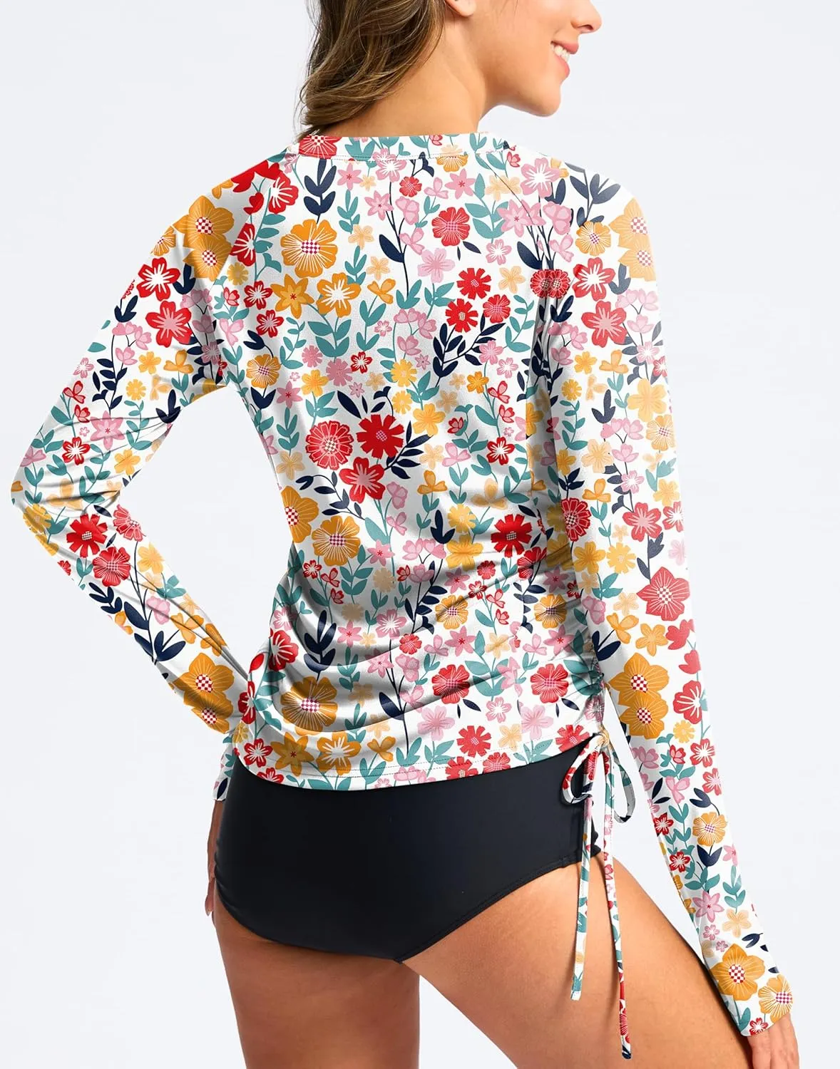 SANTINY Women's Rash Guard UPF50  SPF Long Sleeve Swimsuits Top UV Sun Protection Swim Shirts for Woman with Zip