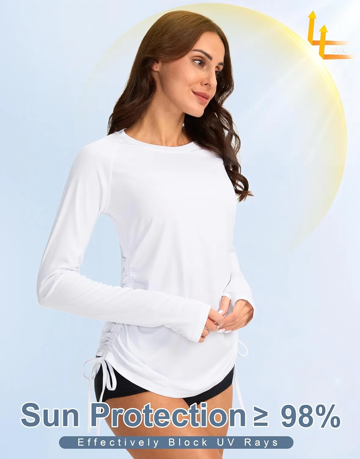 SANTINY Women's UPF50  Rash Guard SPF Long Sleeve Swimsuits Top UV Sun Protection Swim Shirts for Woman