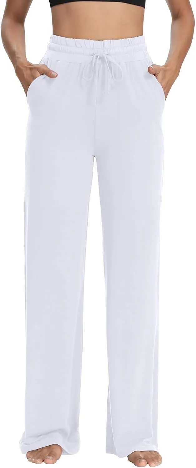 Sarin Mathews Womens Yoga Sweatpants Wide Leg High Waisted Lounge Pajamas Pants Comfy Workout Loose Pants with Pockets