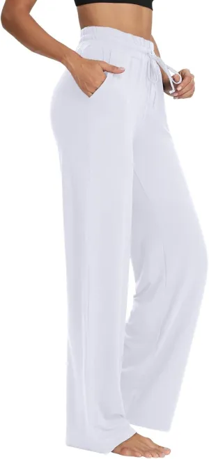 Sarin Mathews Womens Yoga Sweatpants Wide Leg High Waisted Lounge Pajamas Pants Comfy Workout Loose Pants with Pockets