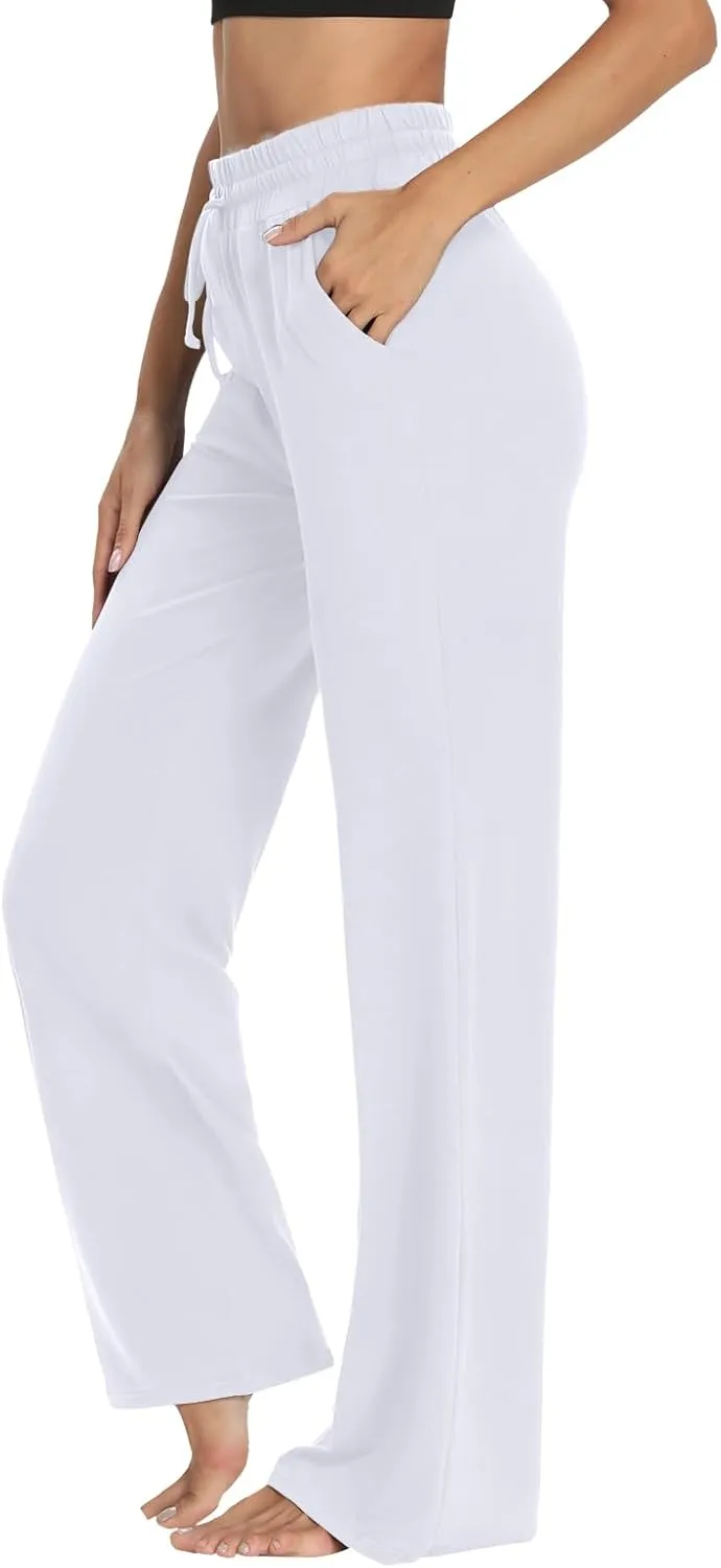 Sarin Mathews Womens Yoga Sweatpants Wide Leg High Waisted Lounge Pajamas Pants Comfy Workout Loose Pants with Pockets