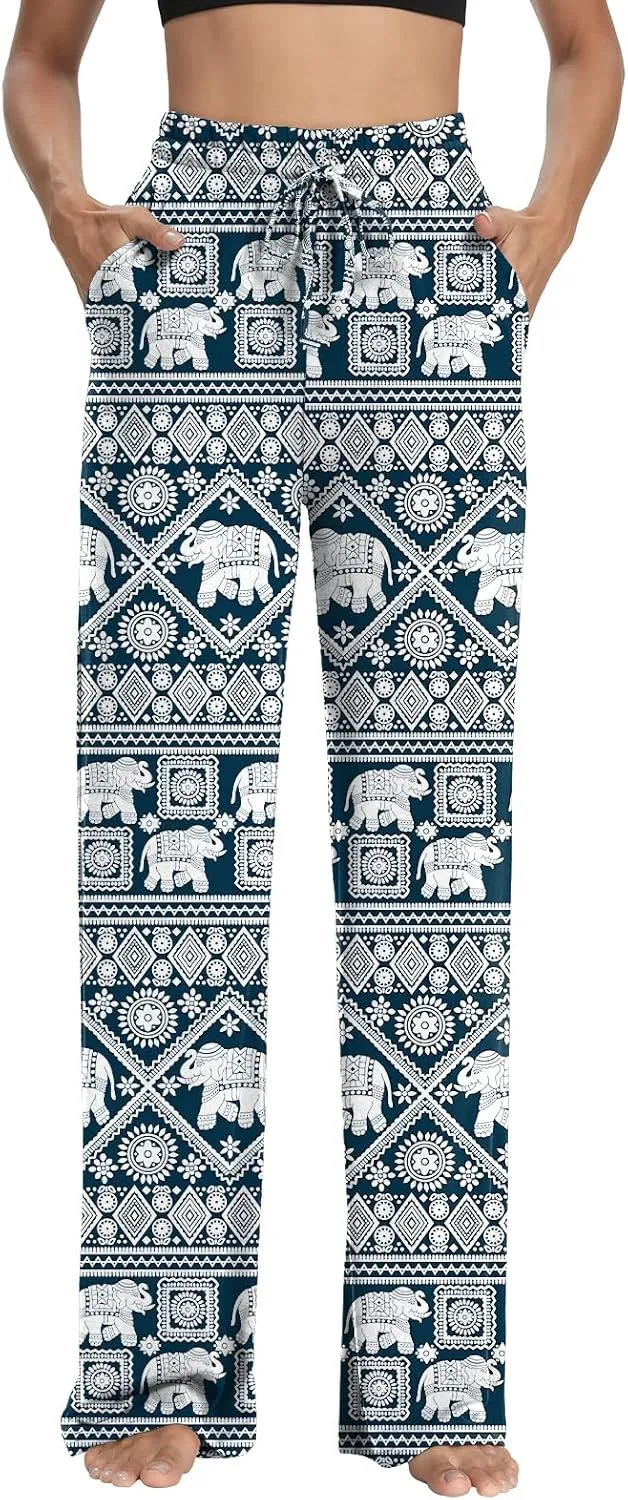 Sarin Mathews Womens Yoga Sweatpants Wide Leg High Waisted Lounge Pajamas Pants Comfy Workout Loose Pants with Pockets