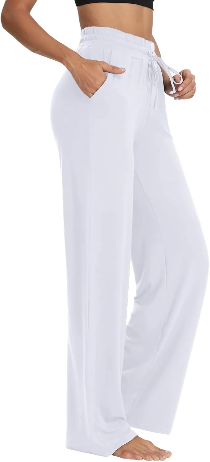 Sarin Mathews Womens Yoga Sweatpants Wide Leg High Waisted Lounge Pajamas Pants Comfy Workout Loose Pants with Pockets