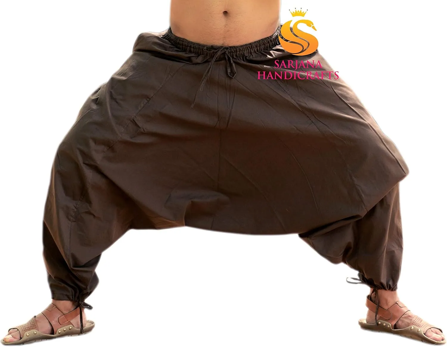 SARJANA HANDICRAFTS Men's Cotton Harem Yoga Baggy Genie Boho Pants