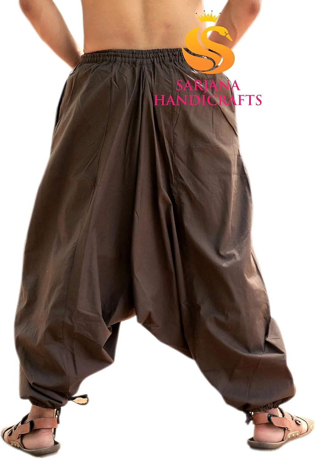 SARJANA HANDICRAFTS Men's Cotton Harem Yoga Baggy Genie Boho Pants