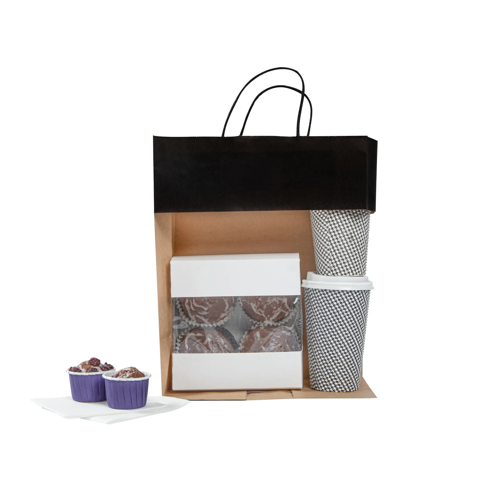 Saving Nature Black Paper Retail Bag - with Handles - 10 1/4" x 5 1/2" x 12 1/2" - 100 count box
