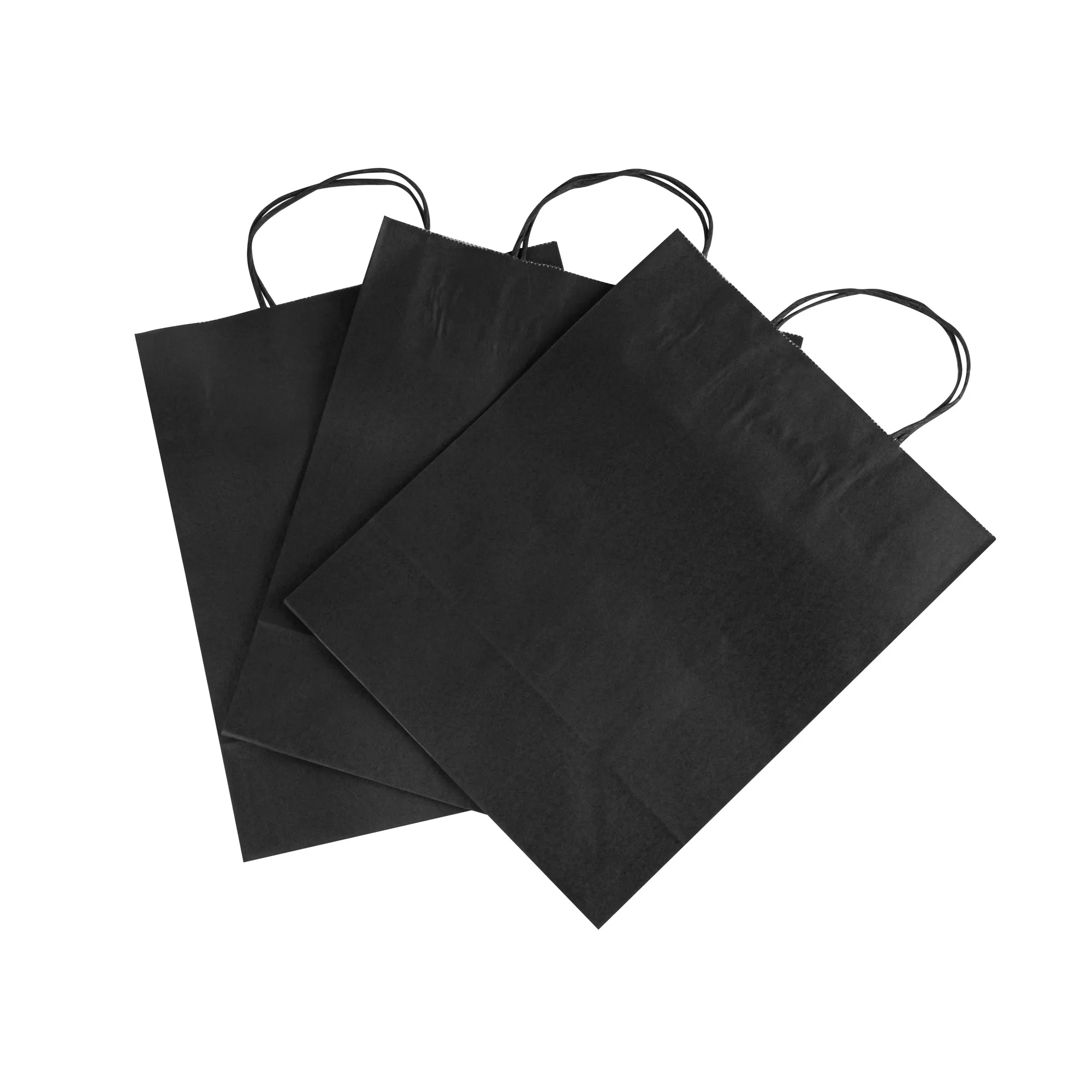 Saving Nature Black Paper Retail Bag - with Handles - 10 1/4" x 5 1/2" x 12 1/2" - 100 count box