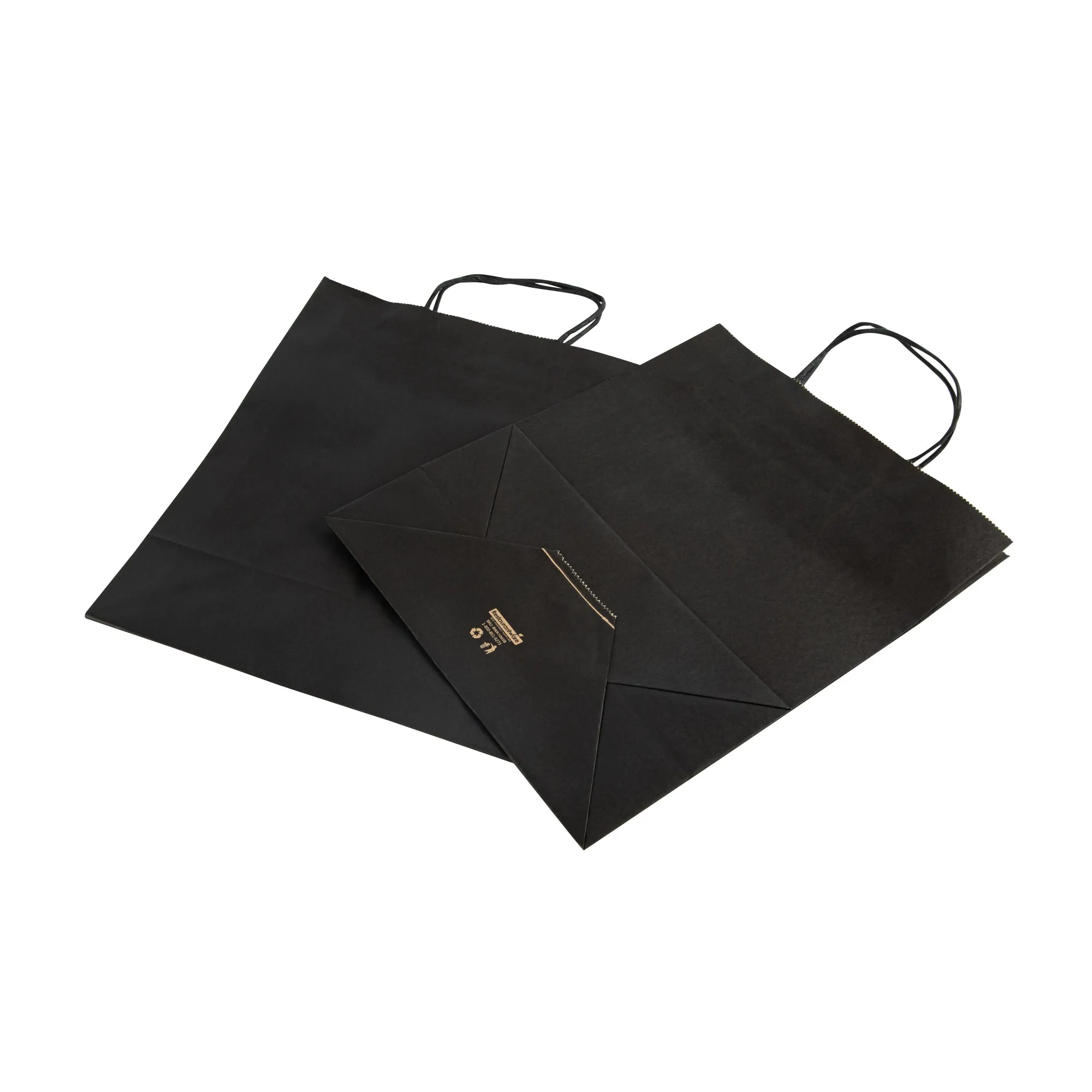 Saving Nature Black Paper Retail Bag - with Handles - 10 1/4" x 5 1/2" x 12 1/2" - 100 count box