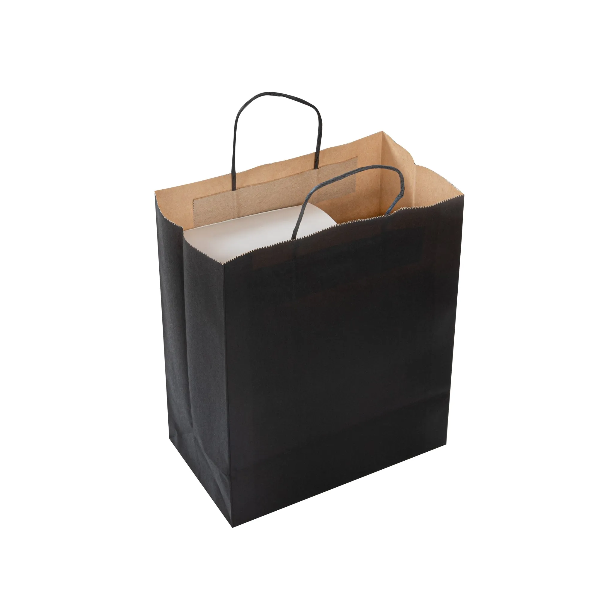 Saving Nature Black Paper Retail Bag - with Handles - 10 1/4" x 5 1/2" x 12 1/2" - 100 count box