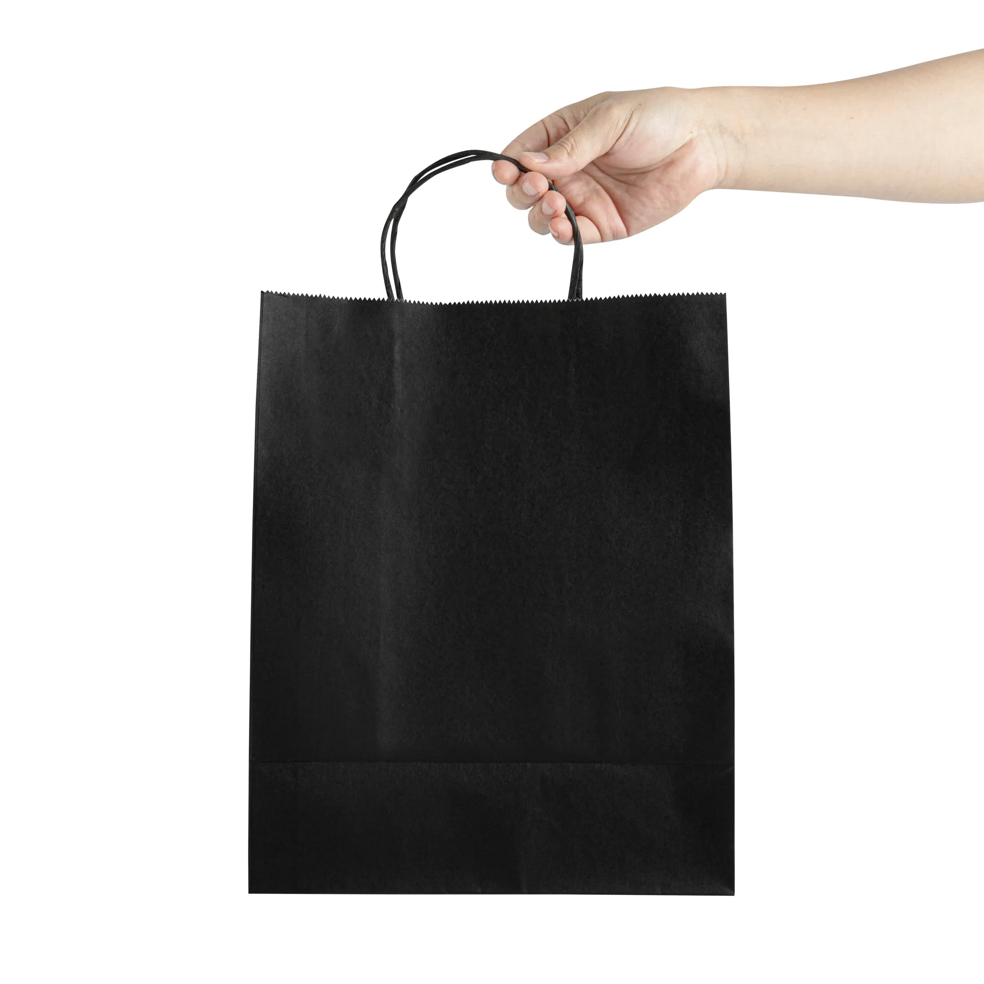 Saving Nature Black Paper Retail Bag - with Handles - 10 1/4" x 5 1/2" x 12 1/2" - 100 count box