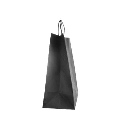 Saving Nature Black Paper Retail Bag - with Handles - 10 1/4" x 5 1/2" x 12 1/2" - 100 count box