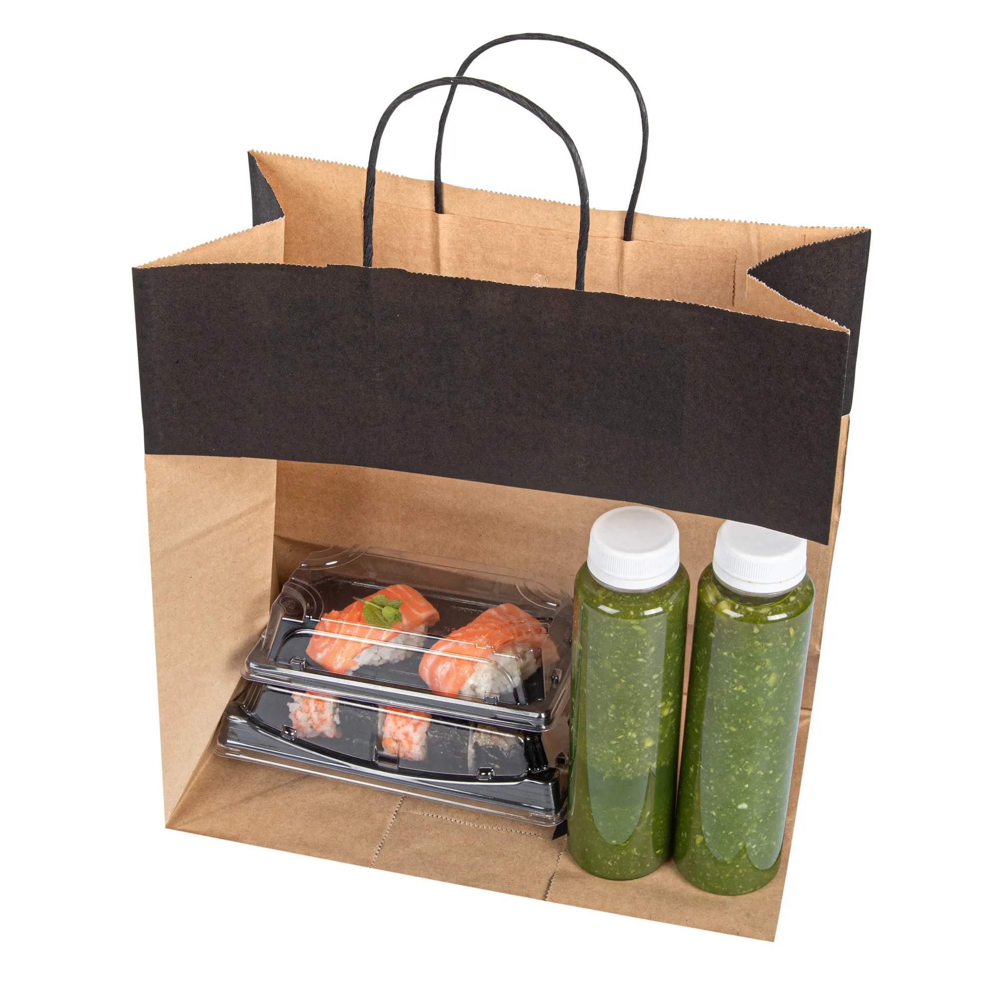 Saving Nature Black Paper Retail Bag - with Handles - 12 1/2" x 6 1/4" x 12 1/4" - 100 count box