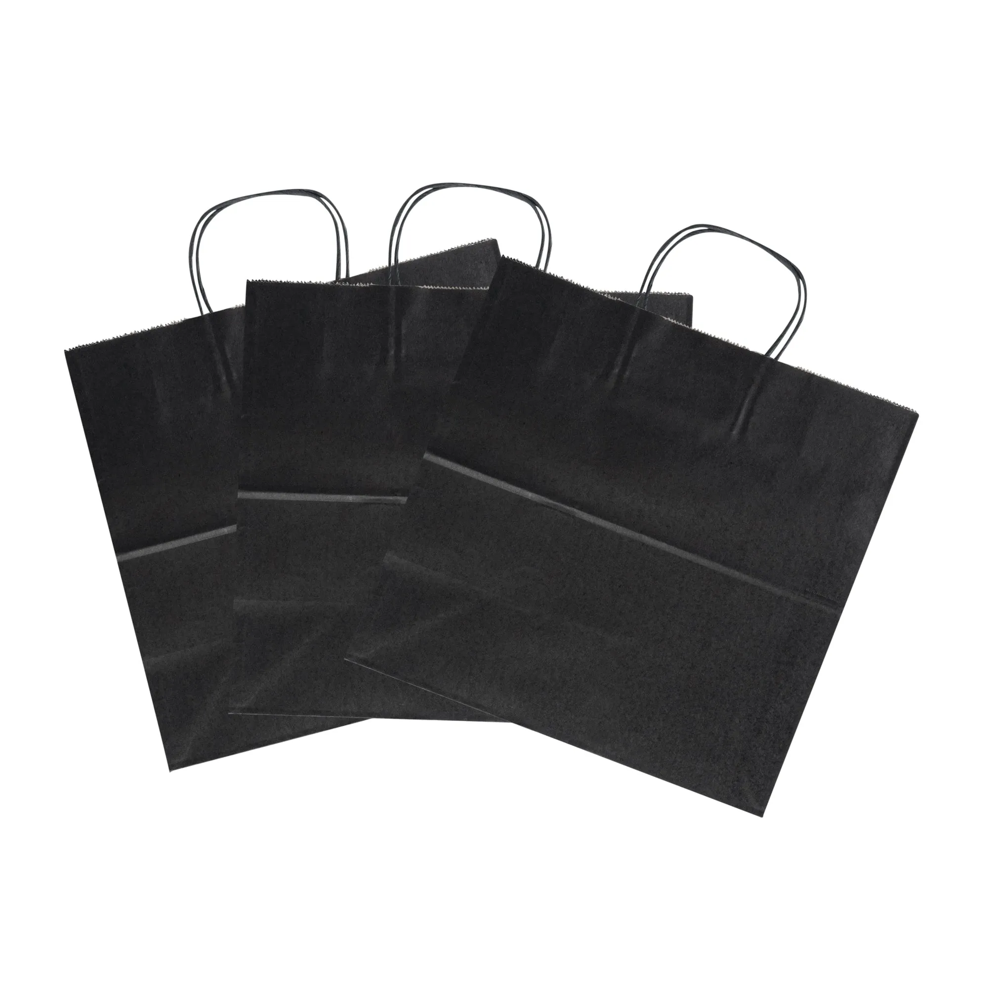 Saving Nature Black Paper Retail Bag - with Handles - 12 1/2" x 6 1/4" x 12 1/4" - 100 count box