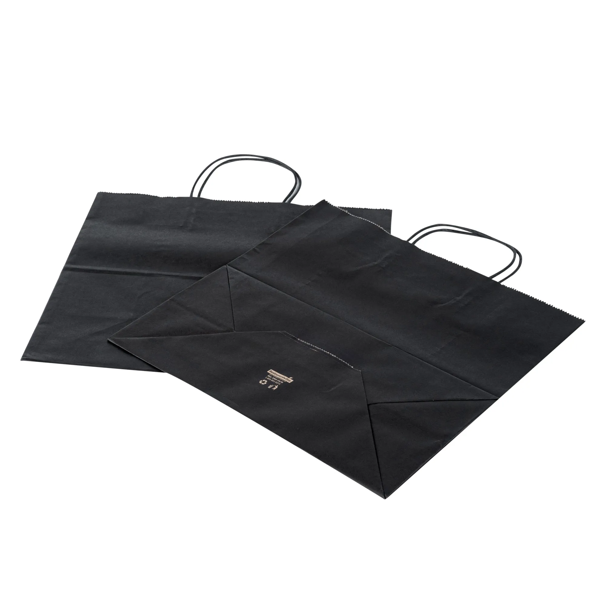 Saving Nature Black Paper Retail Bag - with Handles - 12 1/2" x 6 1/4" x 12 1/4" - 100 count box