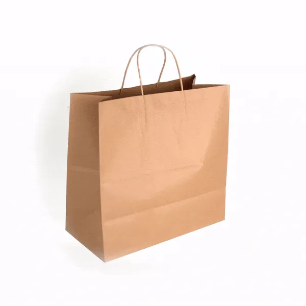 Saving Nature Kraft Paper Retail Bag - with Handles - 12 1/2" x 6 1/4" x 12 1/4" - 100 count box