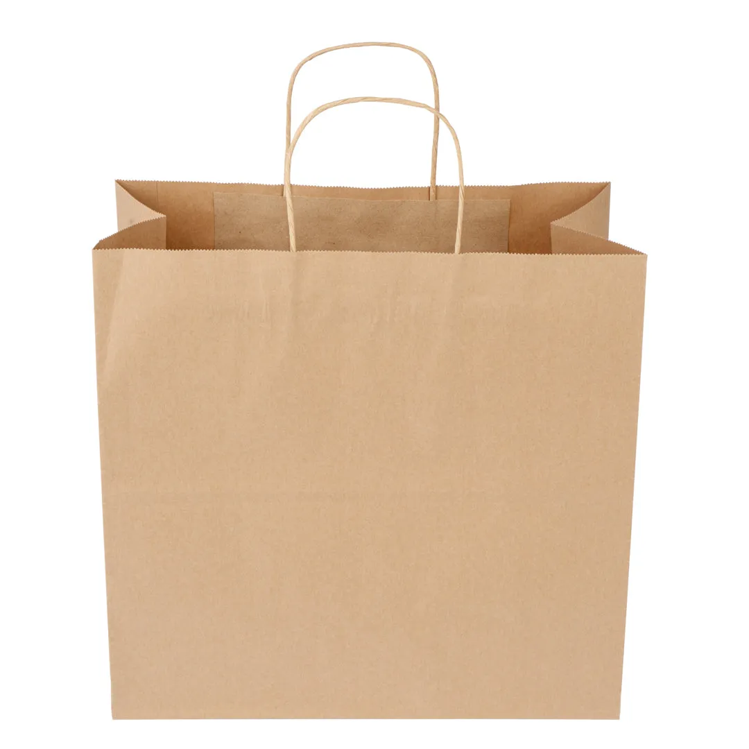 Saving Nature Kraft Paper Retail Bag - with Handles - 12 1/2" x 6 1/4" x 12 1/4" - 100 count box