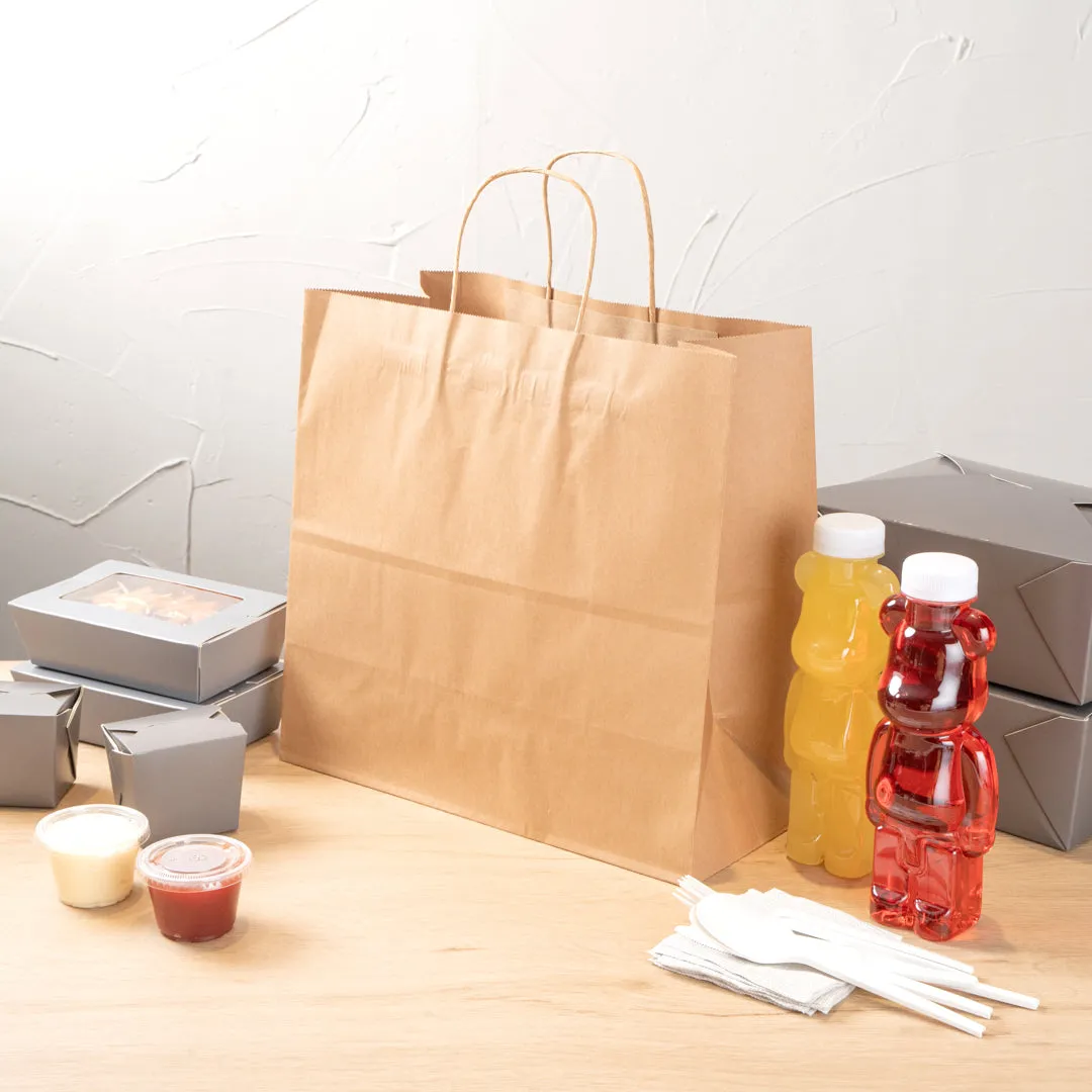 Saving Nature Kraft Paper Retail Bag - with Handles - 12 1/2" x 6 1/4" x 12 1/4" - 100 count box