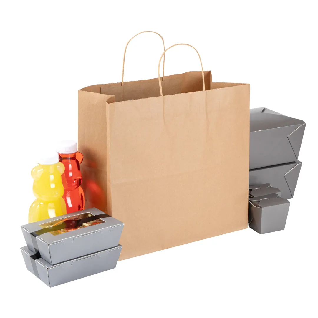 Saving Nature Kraft Paper Retail Bag - with Handles - 12 1/2" x 6 1/4" x 12 1/4" - 100 count box