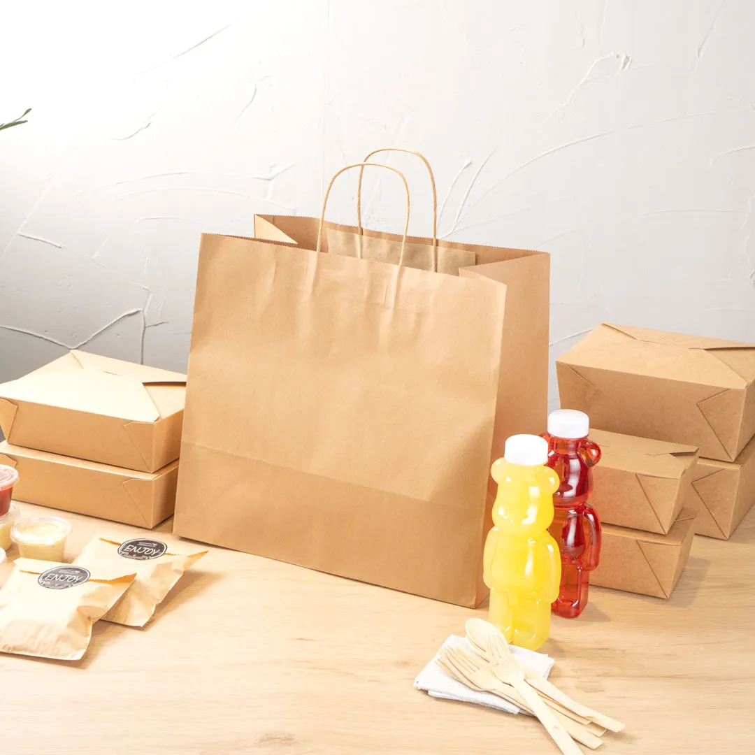 Saving Nature Kraft Paper Retail Bag - with Handles - 14 1/4" x 8 1/4" x 13 1/4" - 100 count box