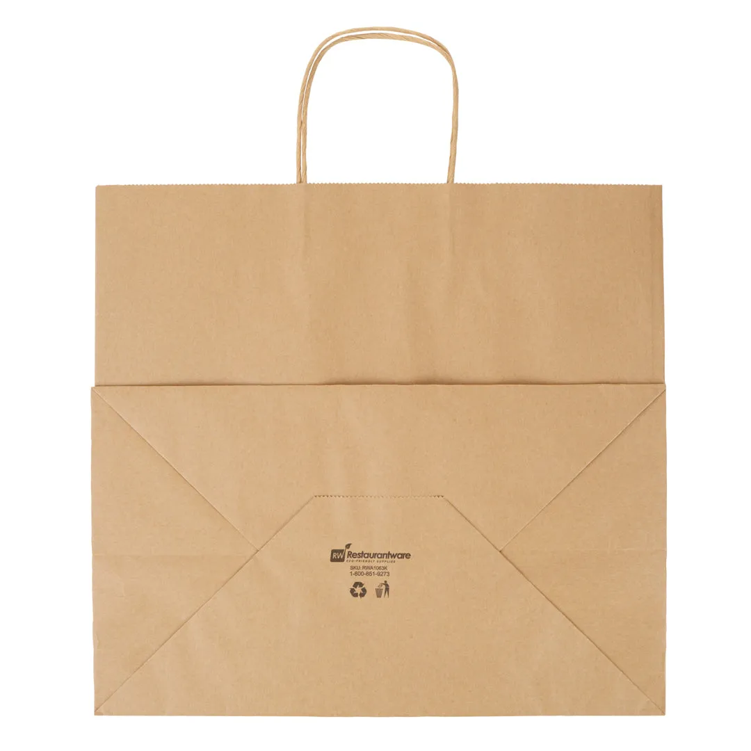 Saving Nature Kraft Paper Retail Bag - with Handles - 14 1/4" x 8 1/4" x 13 1/4" - 100 count box