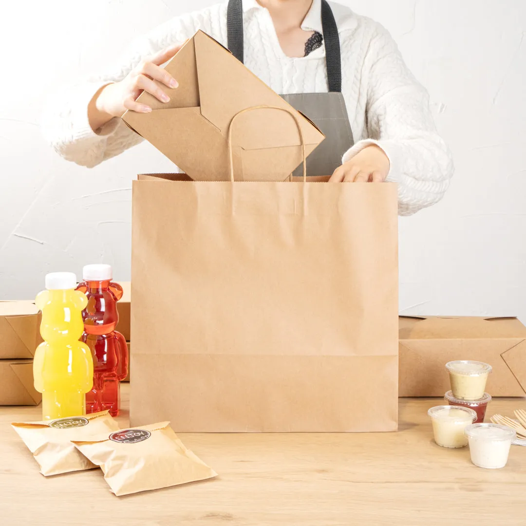Saving Nature Kraft Paper Retail Bag - with Handles - 14 1/4" x 8 1/4" x 13 1/4" - 100 count box