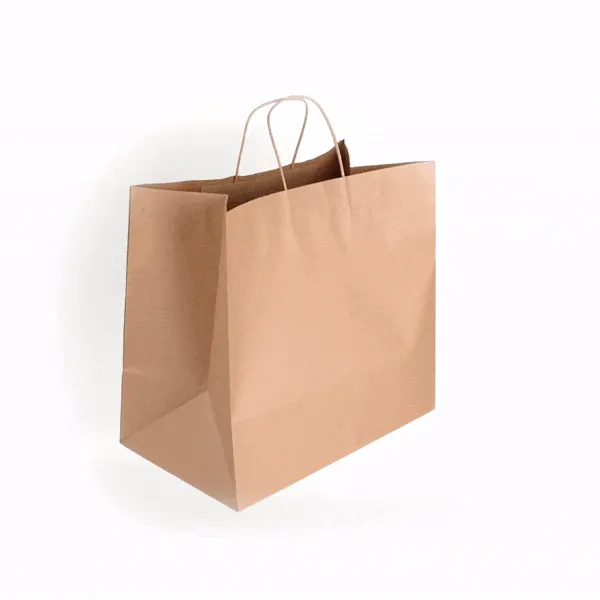 Saving Nature Kraft Paper Retail Bag - with Handles - 14 1/4" x 8 1/4" x 13 1/4" - 100 count box