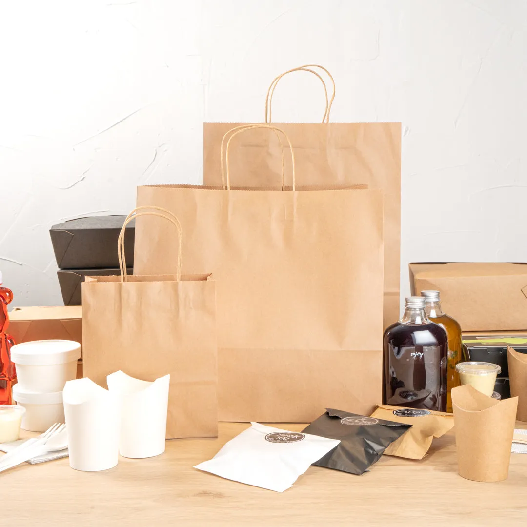 Saving Nature Kraft Paper Retail Bag - with Handles - 14 1/4" x 8 1/4" x 13 1/4" - 100 count box