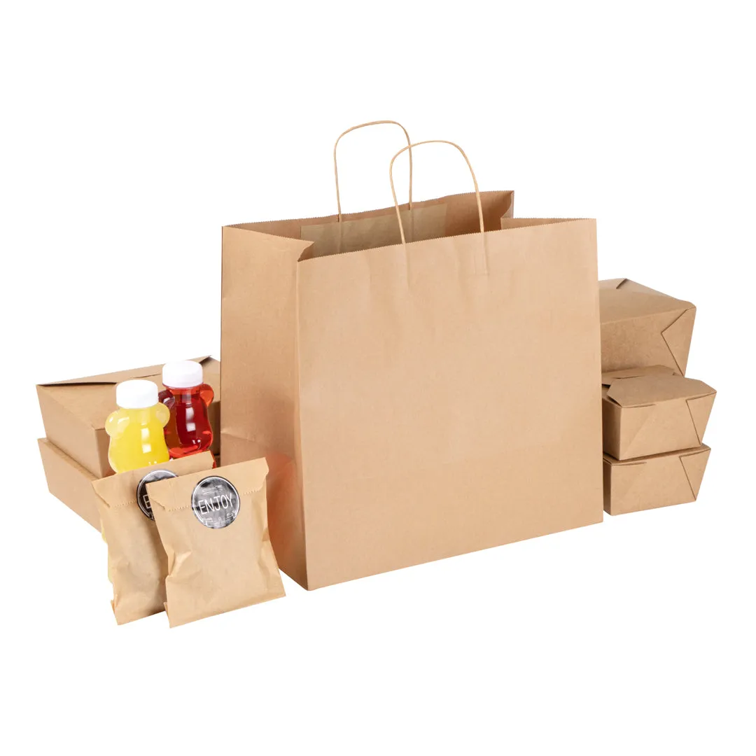 Saving Nature Kraft Paper Retail Bag - with Handles - 14 1/4" x 8 1/4" x 13 1/4" - 100 count box