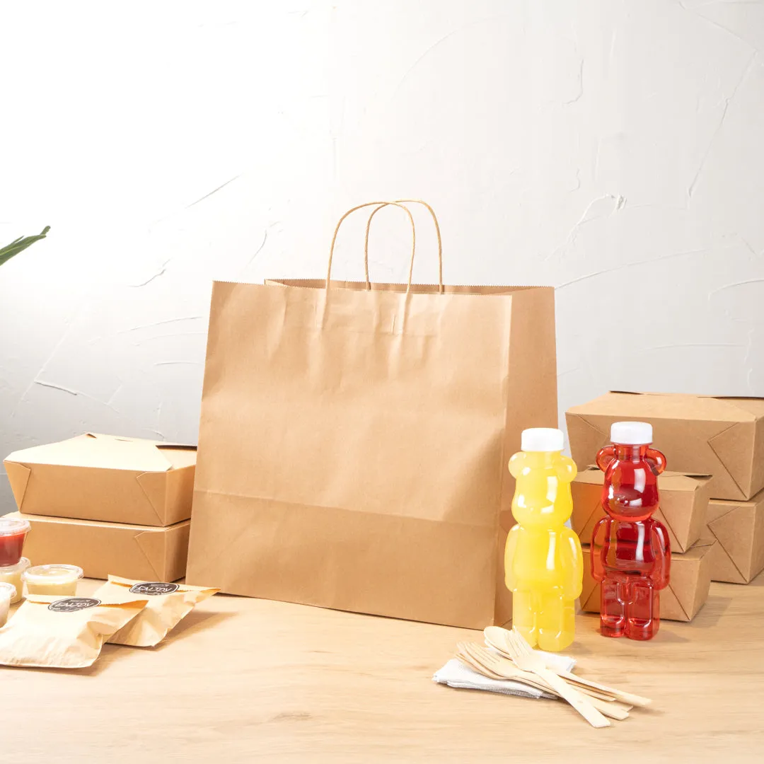 Saving Nature Kraft Paper Retail Bag - with Handles - 14 1/4" x 8 1/4" x 13 1/4" - 100 count box
