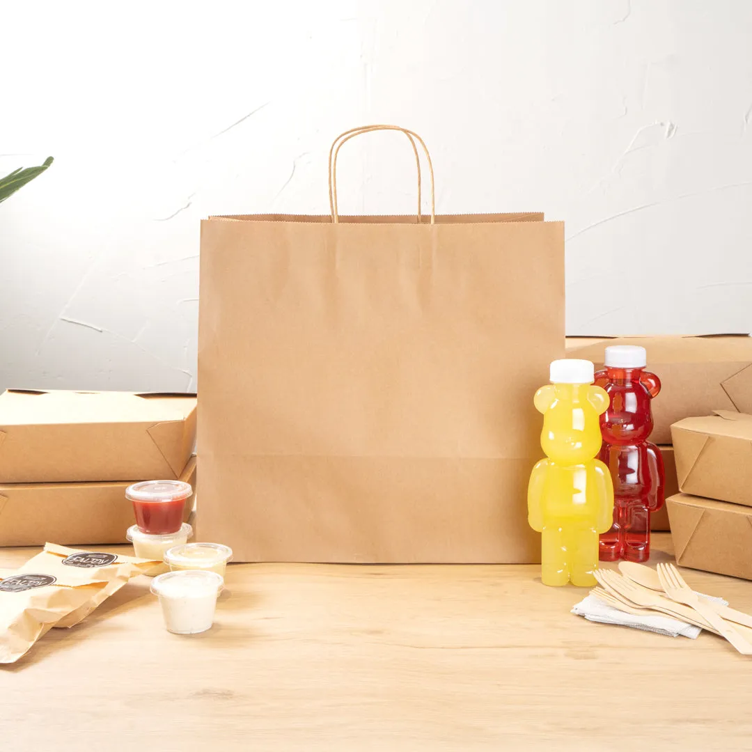 Saving Nature Kraft Paper Retail Bag - with Handles - 14 1/4" x 8 1/4" x 13 1/4" - 100 count box