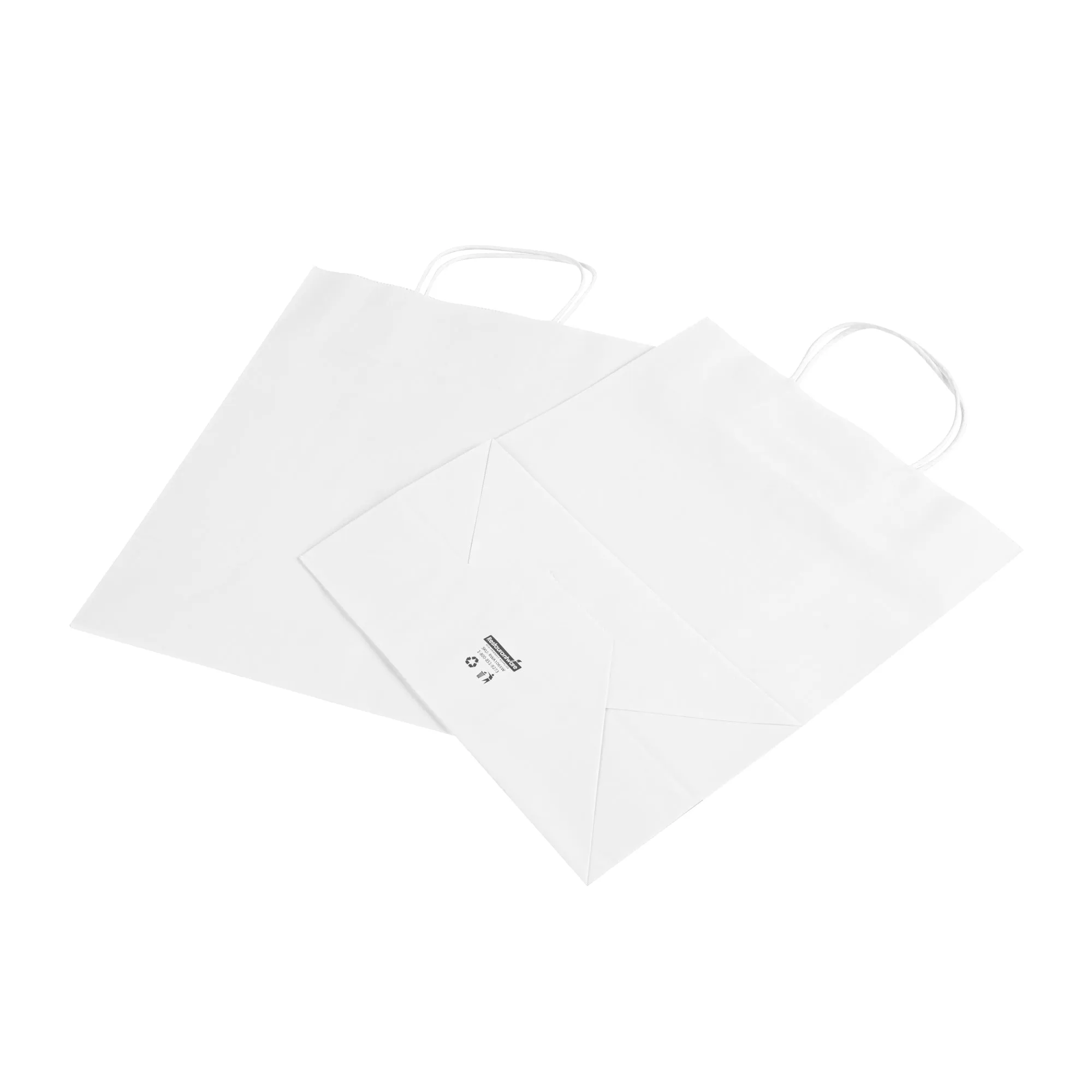 Saving Nature White Paper Retail Bag - with Handles - 10 1/4" x 5 1/2" x 12 1/2" - 100 count box