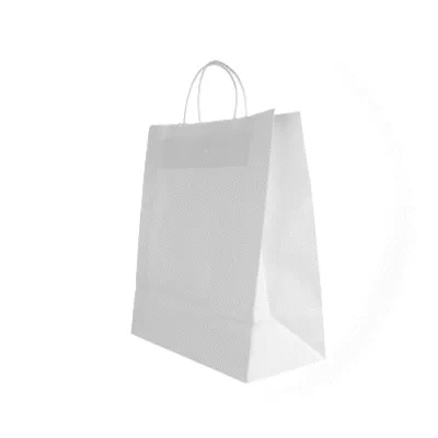Saving Nature White Paper Retail Bag - with Handles - 10 1/4" x 5 1/2" x 12 1/2" - 100 count box