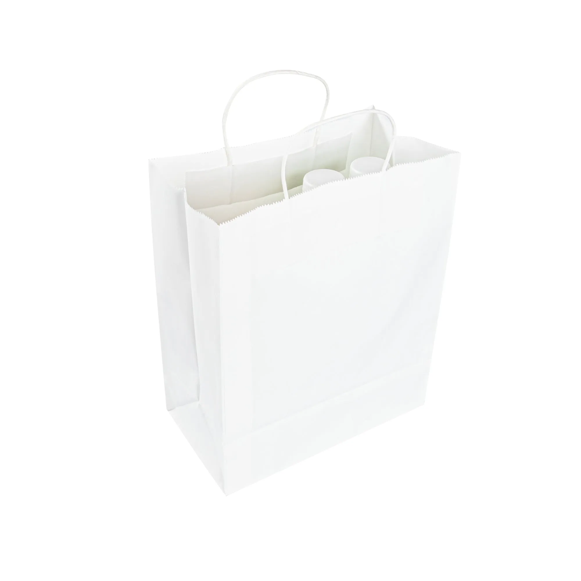 Saving Nature White Paper Retail Bag - with Handles - 10 1/4" x 5 1/2" x 12 1/2" - 100 count box