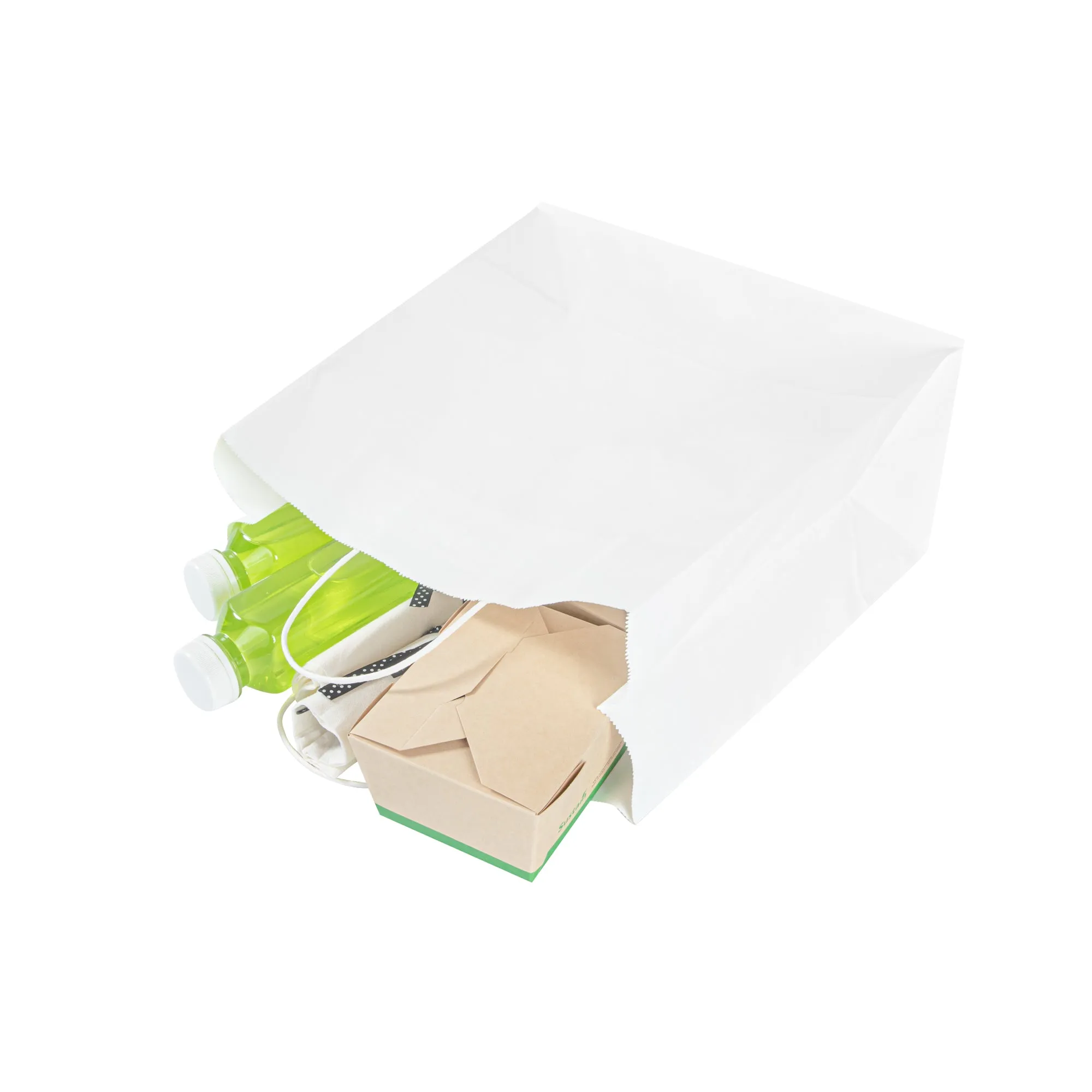 Saving Nature White Paper Retail Bag - with Handles - 12 1/2" x 6 1/4" x 12 1/4" - 100 count box