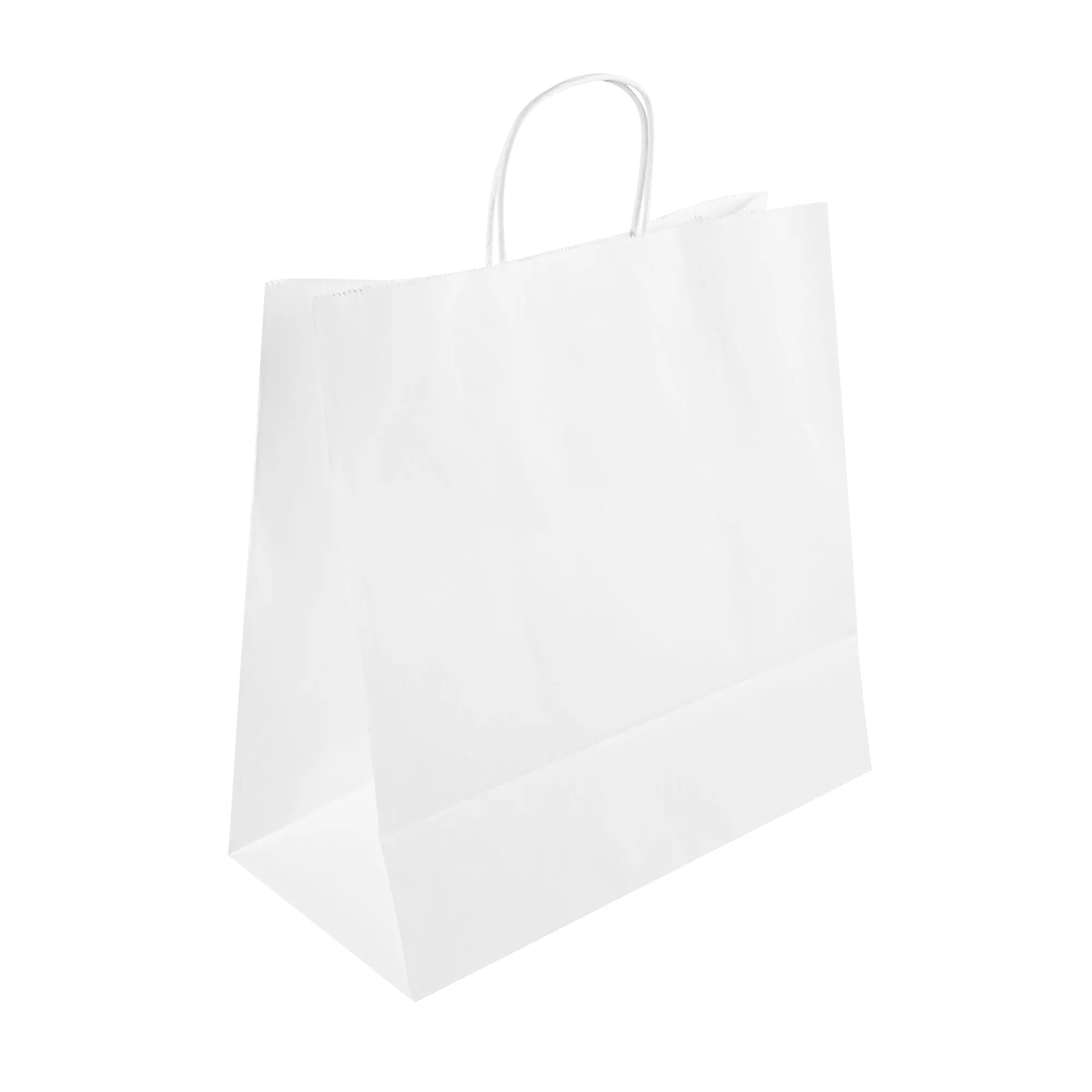 Saving Nature White Paper Retail Bag - with Handles - 12 1/2" x 6 1/4" x 12 1/4" - 100 count box
