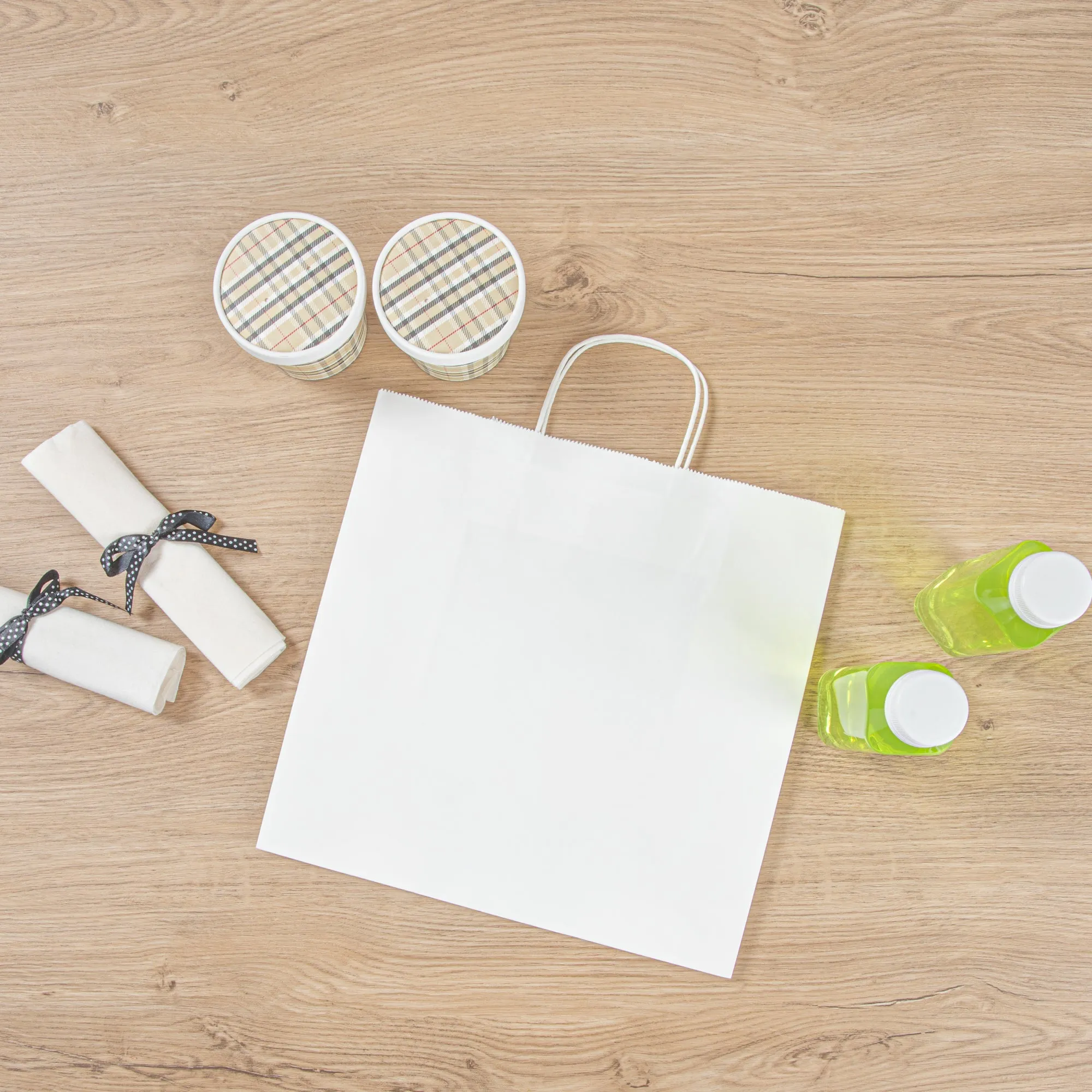 Saving Nature White Paper Retail Bag - with Handles - 12 1/2" x 6 1/4" x 12 1/4" - 100 count box