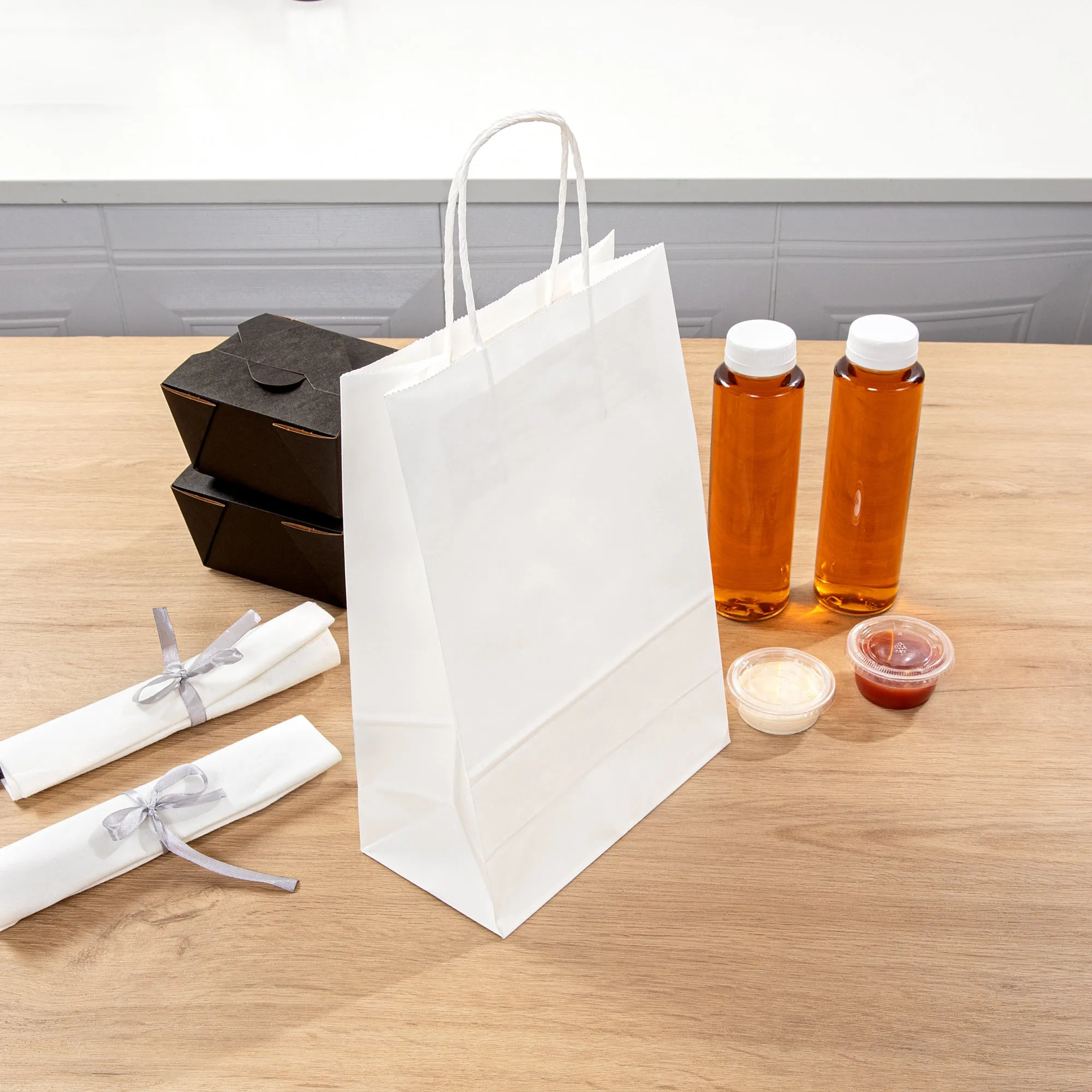 Saving Nature White Paper Retail Bag - with Handles - 7 3/4" x 4" x 11 1/2" - 100 count box
