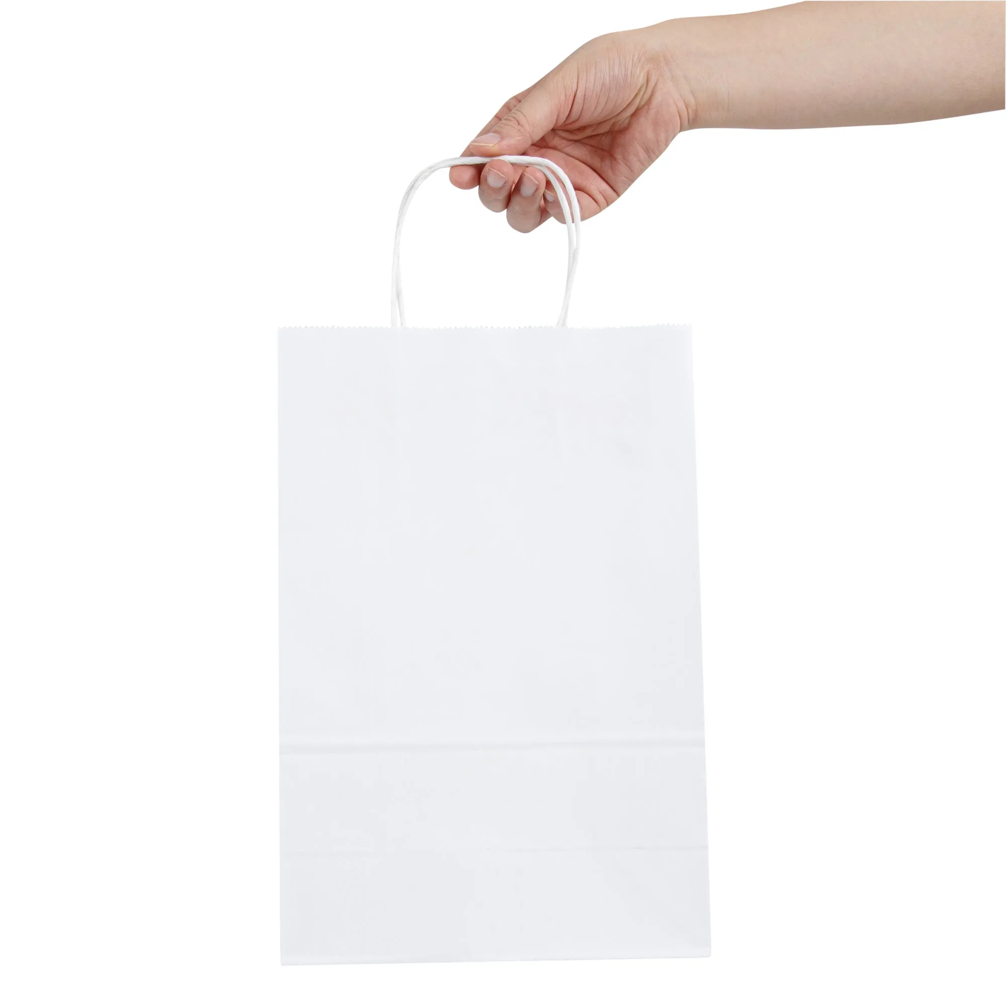 Saving Nature White Paper Retail Bag - with Handles - 7 3/4" x 4" x 11 1/2" - 100 count box