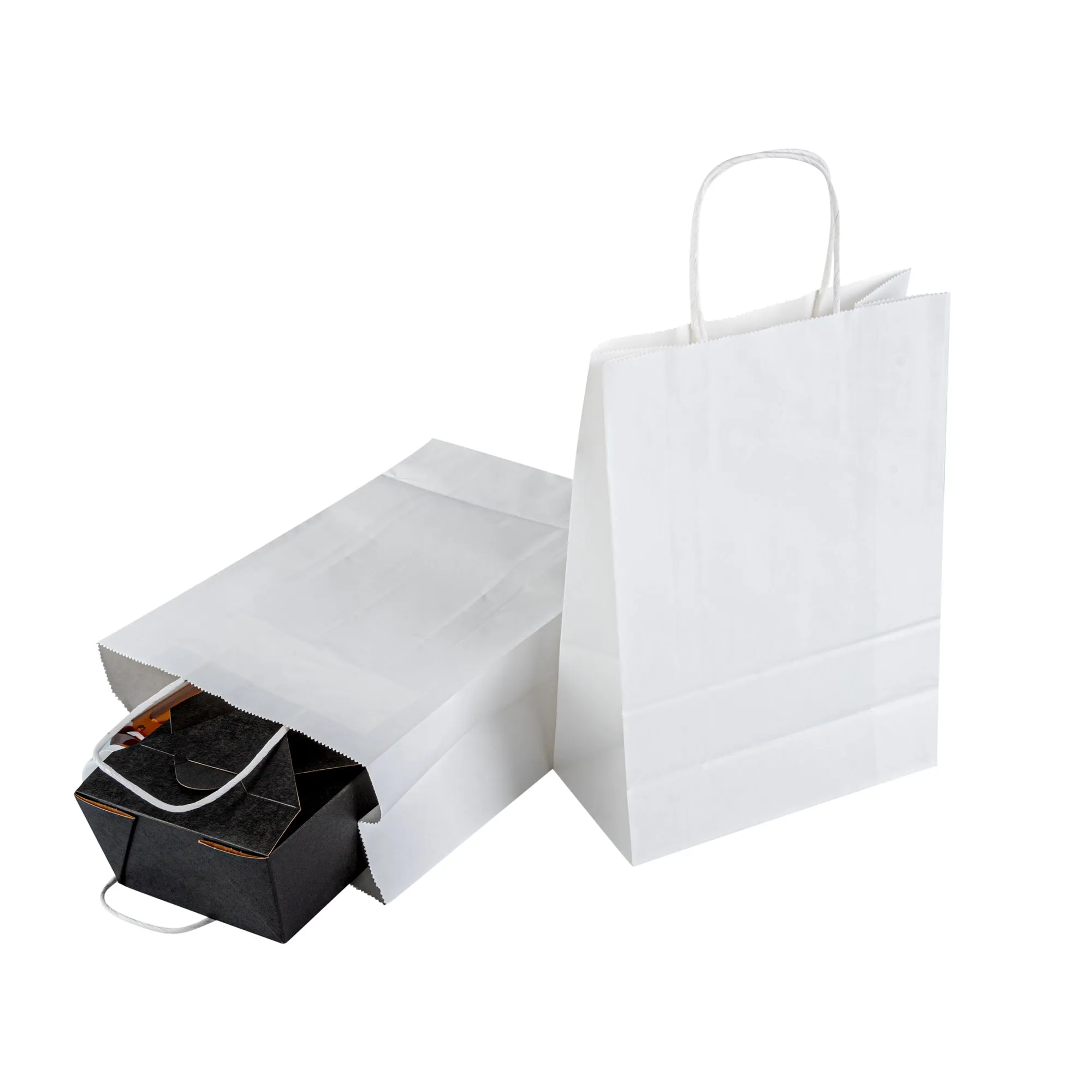 Saving Nature White Paper Retail Bag - with Handles - 7 3/4" x 4" x 11 1/2" - 100 count box