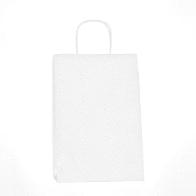 Saving Nature White Paper Retail Bag - with Handles - 7 3/4" x 4" x 11 1/2" - 100 count box